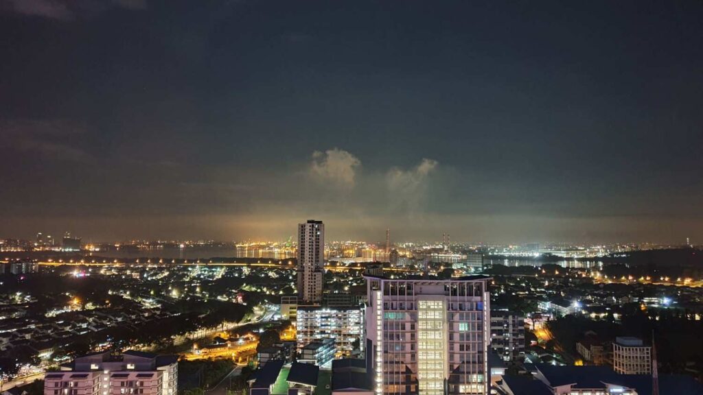Johor Bahru city skyline and waterfront at night